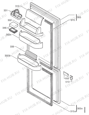 Взрыв-схема холодильника Electrolux ER8135I - Схема узла Door 003